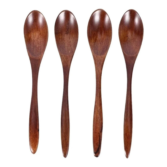 Set of 8 pcs wooden pattern mug coffee,cup,and spoon - Picture 10 of 13